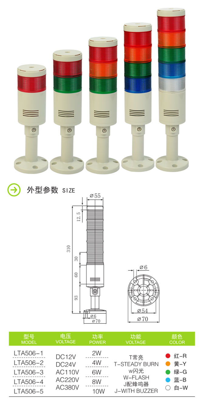 启晟声光报警器厂提供LTA506 LED多层警示灯